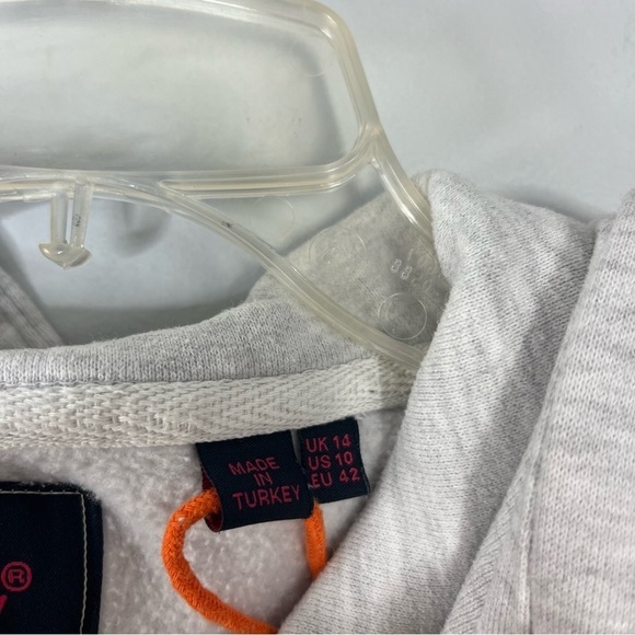 Superdry Size US 10 Cotton Logo Floral Grey Heather Sweatshirt Hoodie GSB - Picture 8 of 8